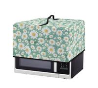 Fiqyvagox Daisy - Copertura per forno a microonde con manico superiore, traspirante, resistente all'olio, protezione antipolvere e antigraffio, decorativa, misura L, colore: bianco e verde