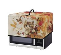 Fiqyvagox Fall Decor - Copertura per forno a microonde, motivo gatto, farfalla, foglia, beige, protezione antipolvere per macchina da cucina, traspirante, resistente al calore, 46,4 x 36,8 x 27,9 cm