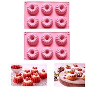 Firavggu 2 Mini Stampini in Silicone per Ciambelle 6 Formine - Antiaderente per Plumcake, Muffin, Dolcetti e Dessert (Rosa)