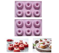 Firavggu 2 Mini Stampini in Silicone per Ciambelle 6 Formine - Antiaderente per Plumcake, Muffin, Dolcetti e Dessert (Viola Chiaro)