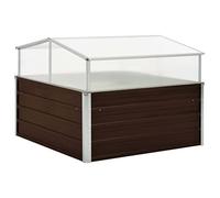 FIRBNUS 100x100x85 cm Serra da Giardino con Bordi Piegati Design Quadrato Letto Rialzato Giardino Vaso da Giardino Fioriera Da Esterno Grandi per Terrazza Marrone in Acciaio Zincato