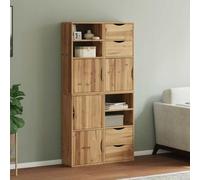 FIRBNUS Armadio a buffet, 4 pezzi, credenza laterale, mobiletto alto, per soggiorno, camera da letto o ufficio, design modulare, marrone, 40 x 24 x 79 cm