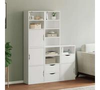 FIRBNUS Armadio a buffet, 5 pezzi, credenza laterale, mobiletto alto, per soggiorno, camera da letto o ufficio, design modulare, bianco, 40 x 24 x 79 cm
