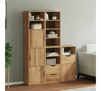 FIRBNUS Armadio a buffet, 5 pezzi, credenza laterale, mobiletto alto, per soggiorno, camera da letto o ufficio, design modulare, marrone, 40 x 24 x 79 cm