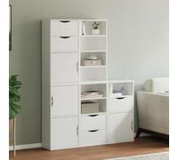 FIRBNUS Armadio a buffet, 5 pezzi, per soggiorno, camera da letto o ufficio, design modulare, bianco, 40 x 24 x 79 cm
