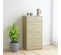 FIRBNUS Credenza con 6 Cassetti Rovere Sonoma 50x34x96 cm in Truciolato Mobiletto Multiuso Armadio Salvaspazio Mobile Da Cucina Mobile Ingresso Salvaspazio Mobiletto Soggiorno Cassettiera