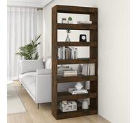 FIRBNUS Libreria/Divisorio Rovere Fumo 80x30x198 cm in Truciolato, Scaffale Da Parete Moderno, Design Elegante E Classico Per Studio E Soggiorno