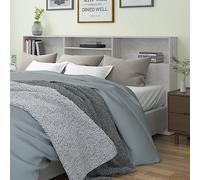 FIRBNUS Testiera con Contenitore Grigio Cemento 220x19x103,5 cm Spalliera Letto Testiere Letto Mueble Habitacion Muebles Dormitorio Testiera del Letto Matrimoniale Testata Letto Matrimoniale