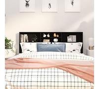 FIRBNUS Testiera con Contenitore Mueble Habitacion Muebles Dormitorio Testiera del Letto Matrimoniale Spalliera Letto Testiere Letto Nera 180x19x103,5 cm Testata Letto Matrimoniale