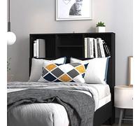 FIRBNUS Testiera con Contenitore Nero Mueble Habitacion Testata Letto Matrimoniale Muebles Dormitorio Testiera del Letto Matrimoniale Spalliera Letto Testiere Letto 100x19x103,5 cm