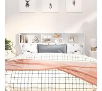 FIRBNUS Testiera con Scomparti Testiera del Letto Matrimoniale Testiere Letto Mueble Habitacion Testata Letto Matrimoniale Muebles Dormitorio Bianco Lucido 180x19x103,5 cm Spalliera Letto