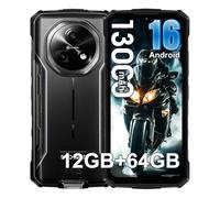 Fire 5 Rugged Smartphone Android 16, Batteria 13000mAh Telefono Indistruttibile 4G, 6.6''HD+90Hz, 13MP+8MP Fotocamere Cellulare Antiurto, 12GB+64GB/2TB Rugged Phone, IP68/NFC/OTG/GPS/FM/3 Slot, Nero