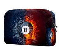 Fire and Water - Borsa per cosmetici da donna, con palla da biliardo e numero otto, borsa da viaggio grande, pratica borsa organizer con cerniera, Multi, 18.5x7.5x13cm/7.3x3x5.1in, Beauty case