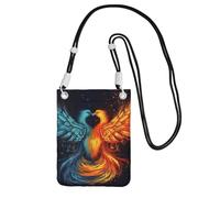Fire and Water Phoenix Borsa a tracolla per telefono da donna e uomo impermeabile mini borsa per cellulare portafoglio piccola borsa a tracolla con tracolla regolabile da viaggio per cellulare