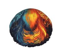 Fire and Water Phoenix, cuffia da doccia per donne e uomini, grande, riutilizzabile, a doppio strato, impermeabile, con fascia elastica, per tutte le acconciature, adatta ai viaggi
