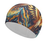 Fire and Water Phoenix Cuffia da nuoto comoda per la riduzione della resistenza e la protezione dei capelli, cuffia da bagno elastica morbida e resistente mantiene invariata l'acconciatura per donne e