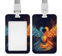 Fire and Water Phoenix Porta badge professionale verticale con cordino Custodia protettiva impermeabile per carta d'identità per ufficio Porta carte d'identità trasparente per infermiere, dottori e