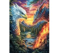Fire And Water Phoenix Rompicapo 500 Pezzi Per Decorazione Camera Bambini Wild Animals Fantasy Oil Painting Cartone Atossico Tema Disney Per Cameretta Attività Educativa Con Confezione Regalo 500 PCS
