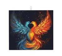 Fire and Water Phoenix - Tappetino scolapiatti super assorbente, con gancio, facile da pulire, accessori da cucina, scolapiatti per piatti, 45,7 x 40,6 cm