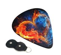 Fire and Water - Plettri per chitarra a forma di cuore, 6 plettri per chitarra, stampa su entrambi i lati, per chitarra acustica, basso, ukulele, chitarra elettrica (0,46 mm, 0,71 mm, 0,96 mm)