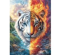 Fire And Water Tiger Puzzle 300 Pezzi Per Regalo Di Laurea Cartone Di Alta Qualità Per Studenti Animal Pets Per Decorazione Ufficio Stampa Ad Alta Definizione Qualità Premium 300 PCS