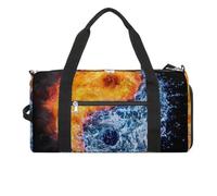 Fire And Water-Yin Yang Concept, borsa da palestra divertente con scomparto per scarpe, borsone da viaggio, weekender, per la notte, borsa da yoga