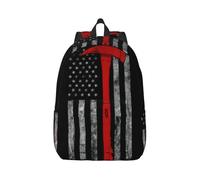 Fire Axe Red Line Flag Canvas Zaino Borsa da viaggio per computer portatile, cinghie ergonomiche e anti-acqua per lavoro aziendale per college, Nero , M