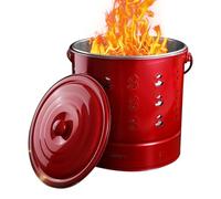 Fire Barrel, Stainless Steel Trash Burner with Lid, 10.24x10.24x11.02 Inches Heat Resistant Outdoor Incinerator & Large Capacity Design, Paper Waste Bucket for Backyard, Bonfires, Campfire, Gardeners