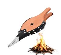 Fire Bellows - 16.14 Inch Fireplace Blower | Wooden Fireplace Bellows | Retro Fire Bellow with Metal Nozzle for Strong Airflow Helping Ignite Charcoal Wood and Maintain Flames During Bbq Camping
