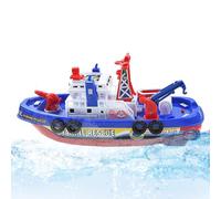 Fire Boat Toy - toddler squirting firefighter boat, floating musical play ship | fire truck action bath boat, light up sound spraying cruiser, early learning toy for pool beach play