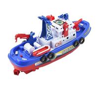 Fire Boat Water Toy - 9.06in Electric Abs Rescue Ship, Interactive Spray Vessel, Strong Structure Adventure Playset | Parent-Child Engagement Outdoor Marine Activity Toy for Kids Fun Imaginat