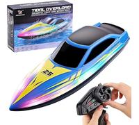 FIRE BULL Barca telecomandata da 2,4 GHz, con doppia vite e velocità regolabile, luci a LED, ricaricabile, giocattolo acquatico per piscina e lago, ottimo regalo per bambini