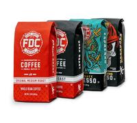 Fire Department Coffee - Restituisce ai vigili del fuoco - Confezione assortita di salvataggio - Caffè intero in chicchi - Espresso, medio scuro, Shellback e Crushing Crushing Espresso Beans - Veteran