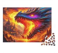 Fire Dragon 1000 Pezzo Puzzles Recycled Castle Puzzle per Persone Anziane Puzzle Game Props per Famiglia And Friends Compleannos Great Regalo 52x38cm/1000pcs