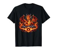 Fire Dragon DJ Inferno Giradischi Music Beats Maglietta