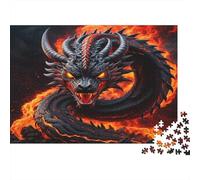 Fire Dragon Mythic Colourful Fiery Black Dragon 1000 Pcs Jigsaws for Adults The Impossible Challenge Brain Development 52x38cm/1000pcs