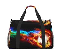 Fire Dragon Roll Soccer Leggero Impermeabile Grande Capacità Palmare Spalla Crossbody Borsa Da Viaggio Personale Belongings Organizer Bag, Nero , Taglia unica