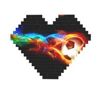 Fire Dragon Roll Soccer Print Building Brick Block Puzzle - Puzzle con immagine a forma di cuore, puzzle in legno