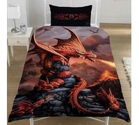 Fire Dragon Rosso Set Copripiumino Singolo 2-IN-1 Design Anne Stokes Bimbi Letto