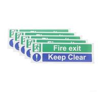 Fire Exit Keep Clear Sign Stickers 30,5 x 10,2 cm robusto PVC impermeabile auto-legante etichette di sicurezza per ufficio, scuola, magazzino, protezione interna ed esterna, 20 pezzi