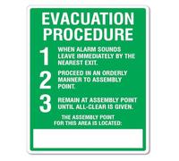 Fire Exit Route Meeting Point Evacuation Metal Sign 12x8 Inch