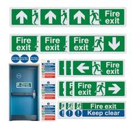 Fire Exit Sign - Autoadesivo per fuga (21 pezzo) | Exit Sign & Warning Šign Kit | Man Running Right & Pointing Up, Grandi Fonts For Building Fire Exìt, Household Business Safety