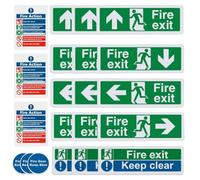 Fire Exit Sign, Crisis Escape Sticker, Self-Adhesive Bold Font Design, Easy Visibility for Indoors, Home Safety Marking, 7,87 x 5,91 Inches, Green Color, 21 Pezzi