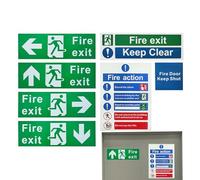 Fire Exit Sign, Safety Exit Sticker, 7 Piece Fade-Resistant Decal, Sturdy Survival Label, Easy Apply Marking, Perfect for Industrial Outdoor Door, Men, Women, Elderly, Kids, Business