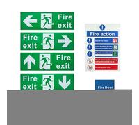 Fire Exit Sign, Safety Exit Sticker, Fade-Resistant Decal Set, Emergencies Survival Label Industrial Doors, Outdoor Visibility for Business, School, Home Use, 7 Pieces