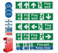 Fire Exit Sign Sticker Kit, Bold Color Exit Decals, 21 x autoadesivi con ampio font, adorabile running man, direzione Arrows for Office Home Securely, Green