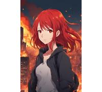 Fire Girl: Anime Theme Lined Notebook with Japanese Art Style Cover