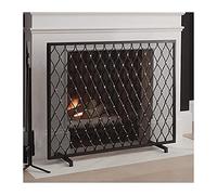 Fire Guard 38,5x30,7 pollici Schermo per camino in rete di ferro battuto realizzato a mano a pannello singolo, parascintille antincendio per soggiorno, arredamento per camera da letto, nero (Colore: