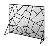 Fire Guard 39x29,5 pollici Schermo per camino in rete di ferro battuto realizzato a mano a pannello singolo, parascintille antincendio per soggiorno, recinzione antincendio in ferro, nero (Color :