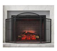 Fire Guard Guardia per Camino Cancello per Camino Moderno a 3 Pannelli in Rete di Ferro, Parascintille Piatto di Grandi Dimensioni da 30 Pollici di Altezza Telaio Metallico Pieghevole per Interni ed